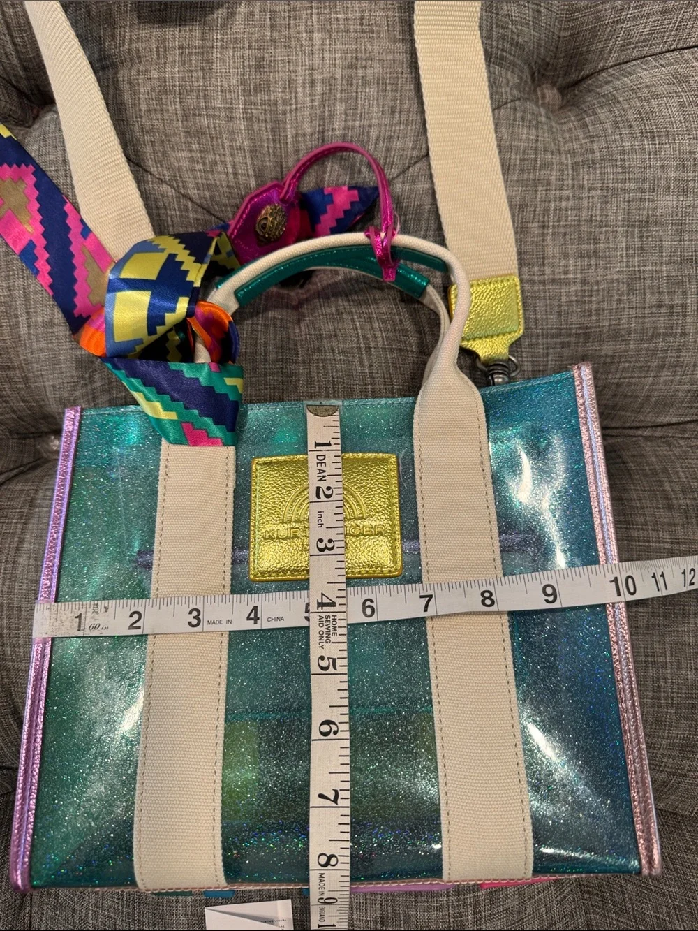 Kurt Geiger Bag Mini Southbank Vinyl Glitter Rainbow Translucent Tote Satchel - Picture 17 of 17